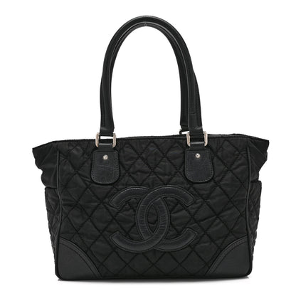 Chanel Nylon Calfskin Quilted CC Paris New York Tote Bag Black 1 of 10