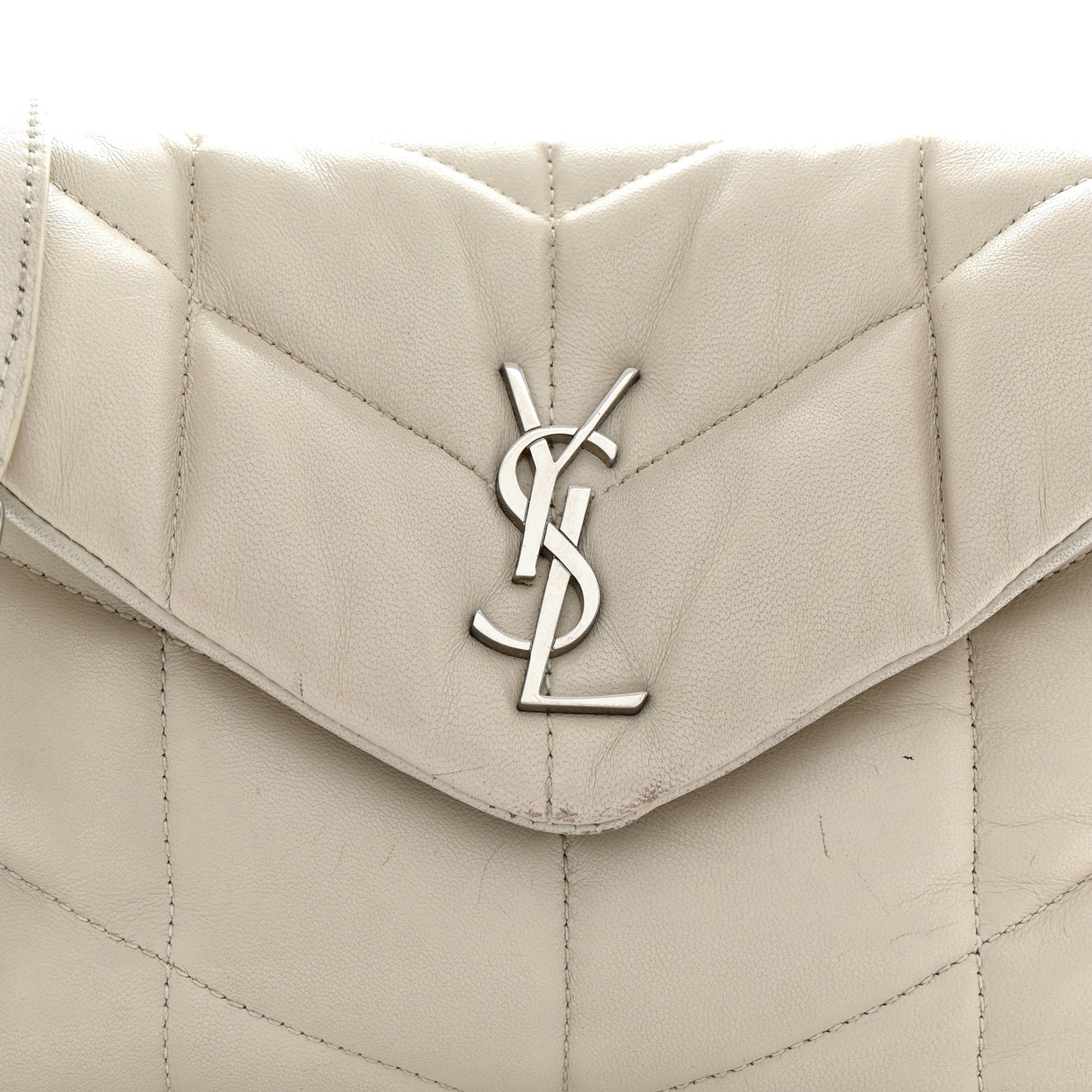 Lambskin Quilted Toy Loulou Puffer Monogram Chain Satchel Crema Soft