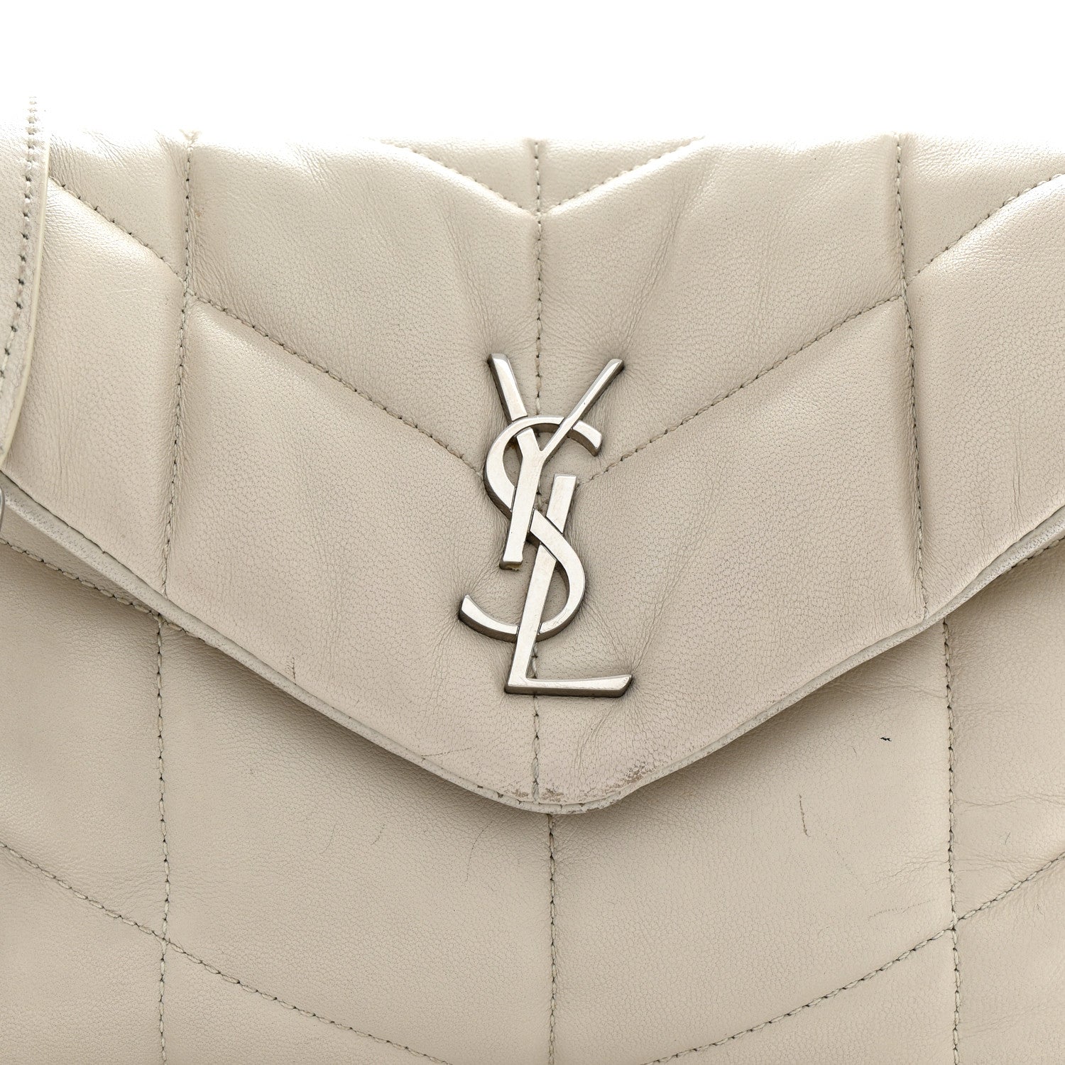 Saint Laurent Lambskin Quilted Toy Loulou Puffer Monogram Chain Satchel Crema Soft 9 of 20