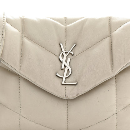 Saint Laurent Lambskin Quilted Toy Loulou Puffer Monogram Chain Satchel Crema Soft 9 of 20