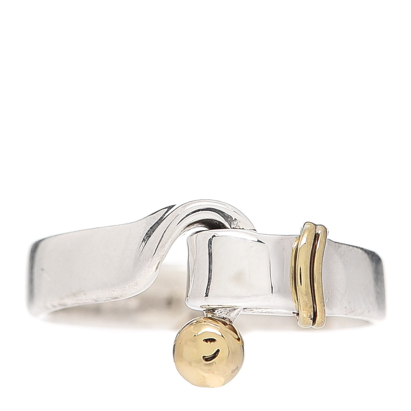 Sterling Silver 18K Yellow Gold Hook Ring 54 6.75
