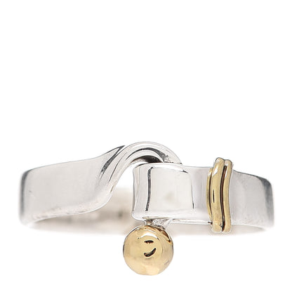Tiffany Sterling Silver 18K Yellow Gold Hook Ring 54 6.75 1 of 4