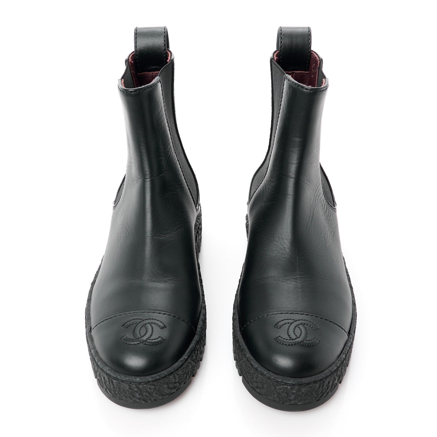 Calfskin Cap Toe CC Ankle Boots 36.5 Black