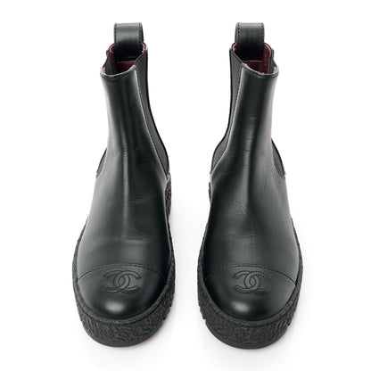 Chanel Calfskin Cap Toe CC Ankle Boots 36.5 Black 2 of 11