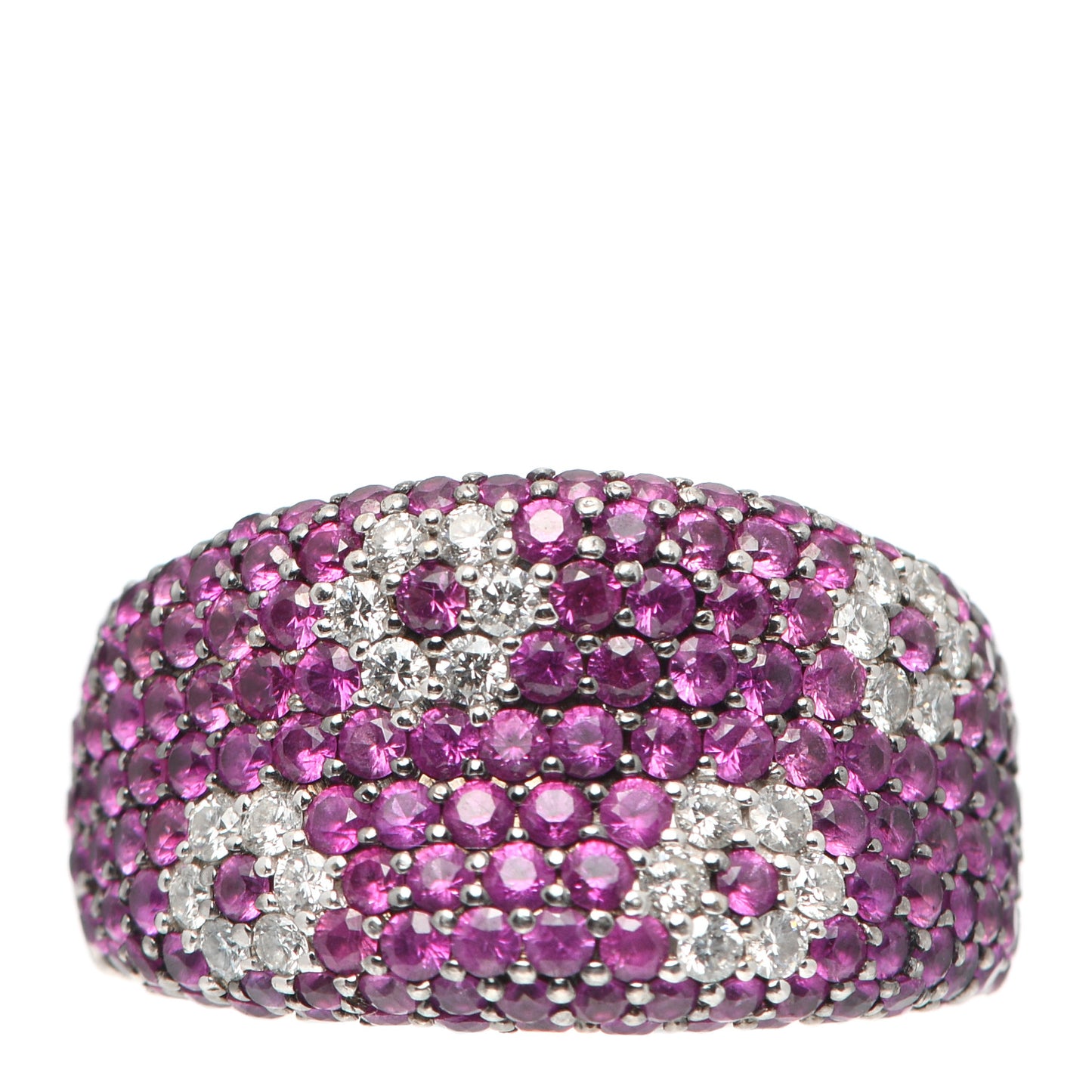 18K White Gold Diamond Pink Sapphire Fantasia Ring 56 7.5