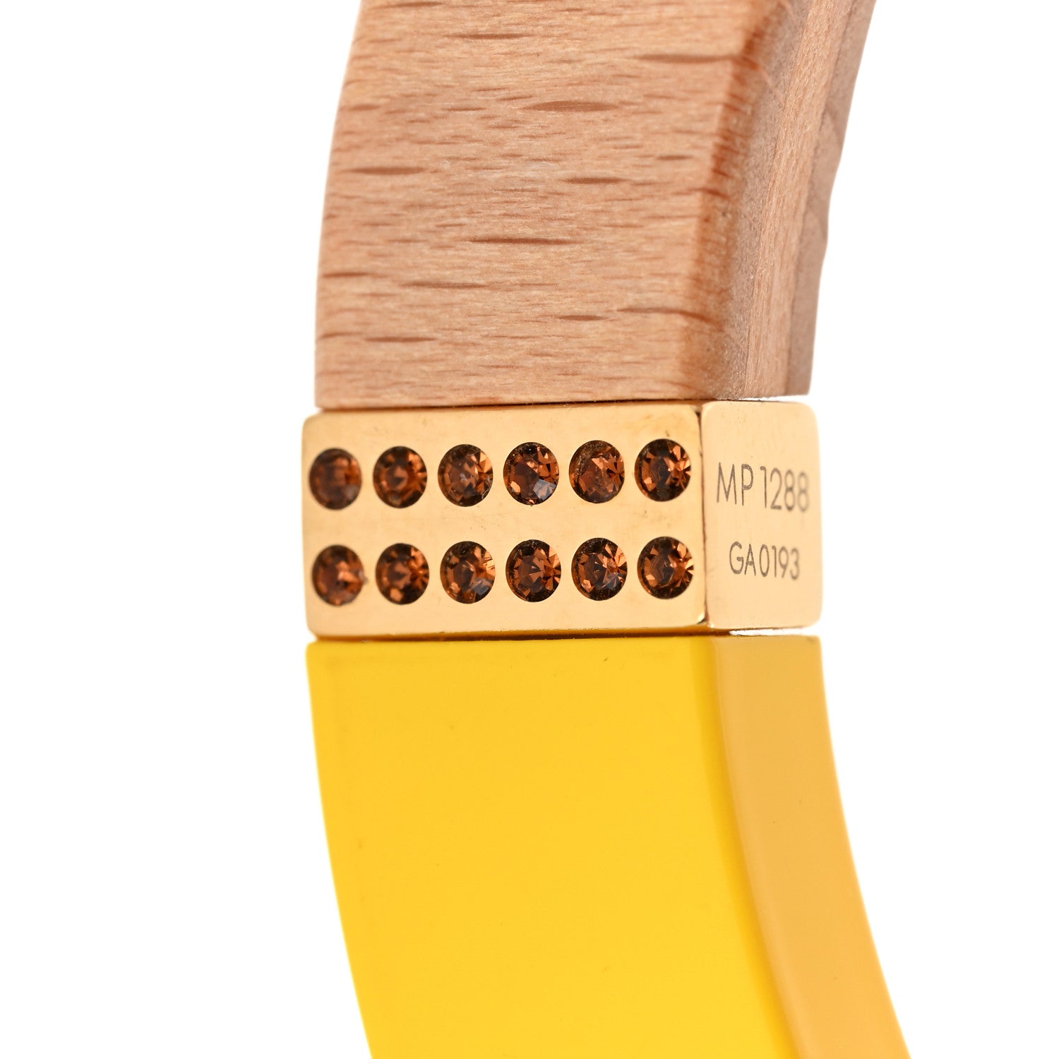 Louis Vuitton Lacquer Wood Crystal Bangle Bracelet Set of 4 Yellow Red 5 of 9