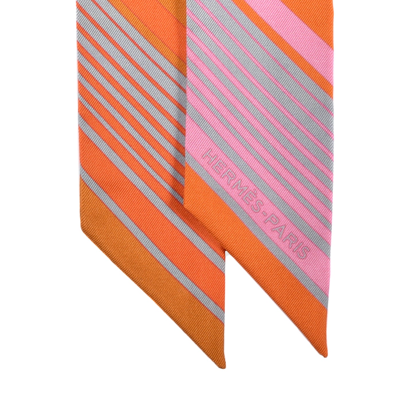 Silk Ex-Libris Twilly Gris Orange Rose Bonbon