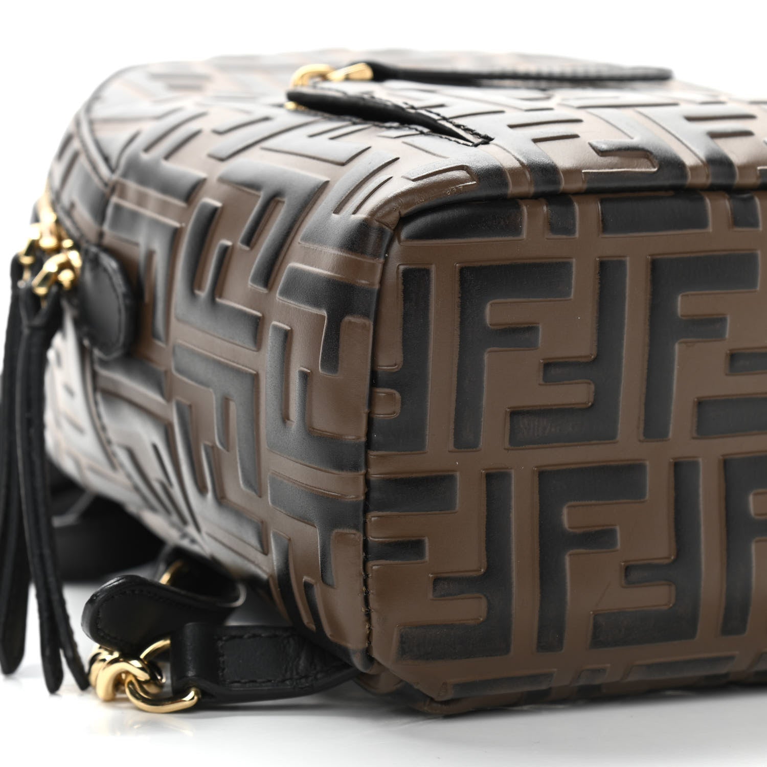 Fendi Vitello Bi-Color FF 1974 Embossed Mini Backpack Maya Black 9 of 11