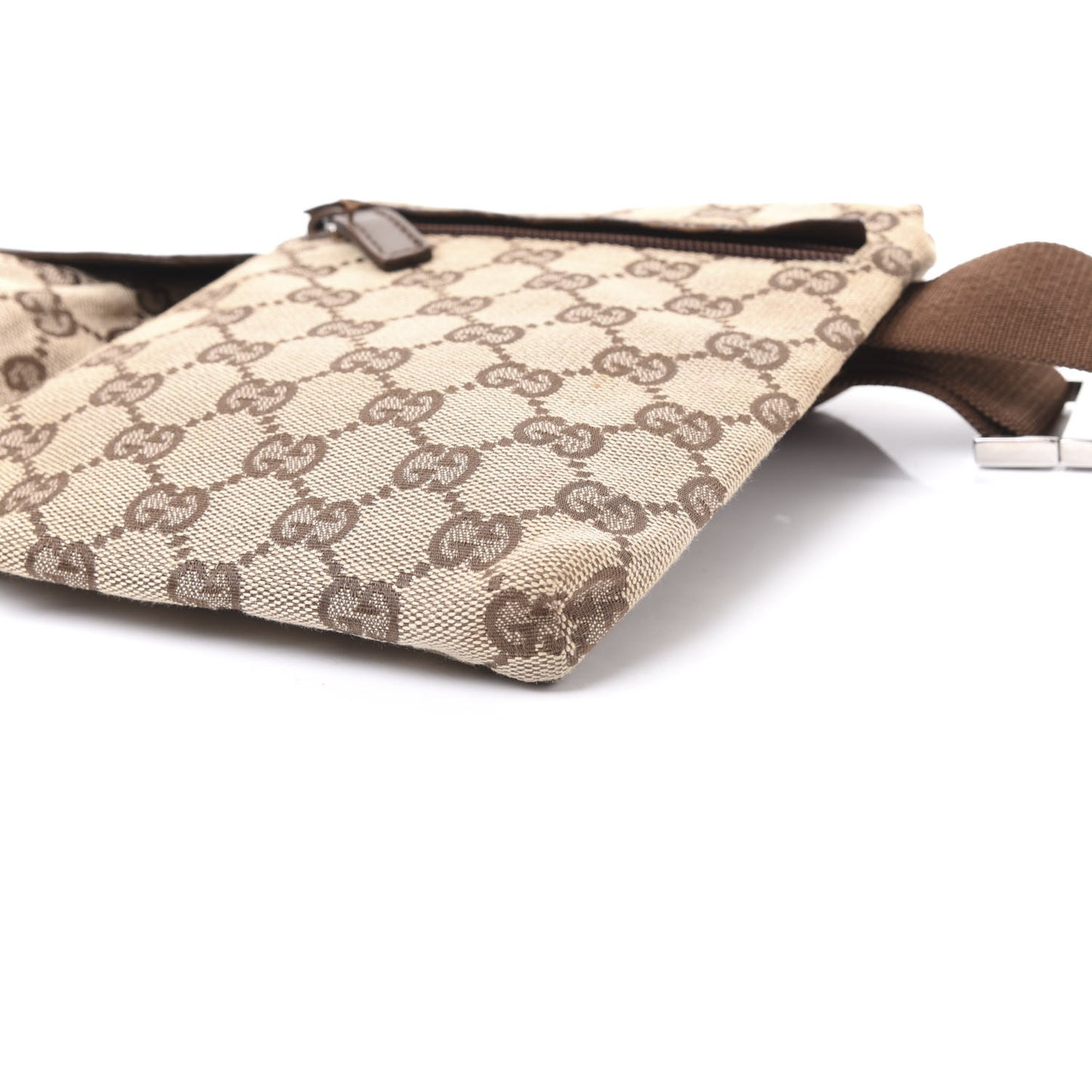 GG Monogram Double Pocket Belt Bag Dark Brown