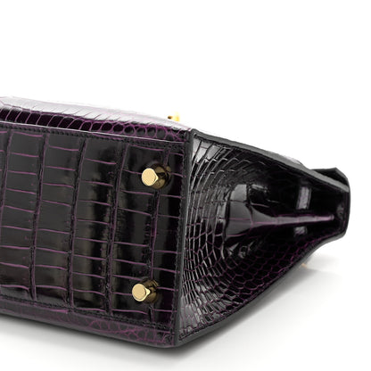 Hermes Shiny Porosus Crocodile Kelly Sellier 25 Amethyst 10 of 11