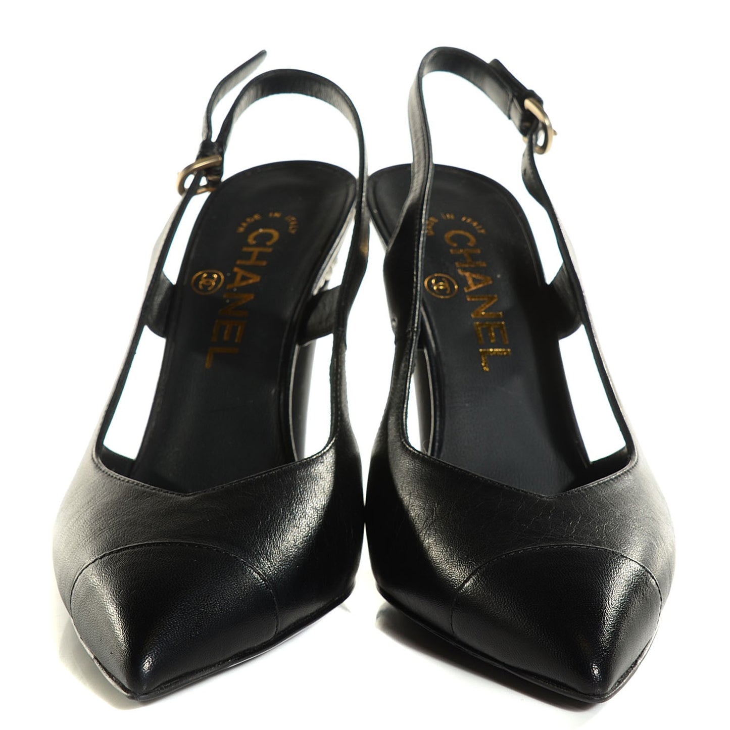 Lambskin Pearl Slingback Pumps 37 Black