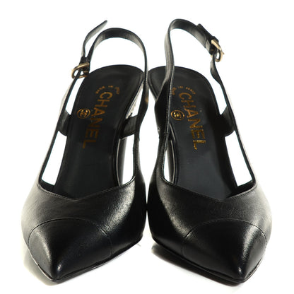 Chanel Lambskin Pearl Slingback Pumps 37 Black 2 of 8