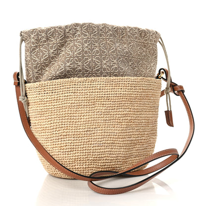 Loewe Calfskin Raffia Bucket Bag Natural Tan 2 of 7
