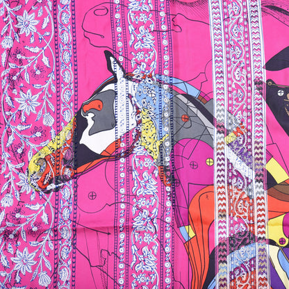 Hermes Silk Embroidered Pegase Au Bloc Exceptional Scarf 140 Rose Indien 4 of 9