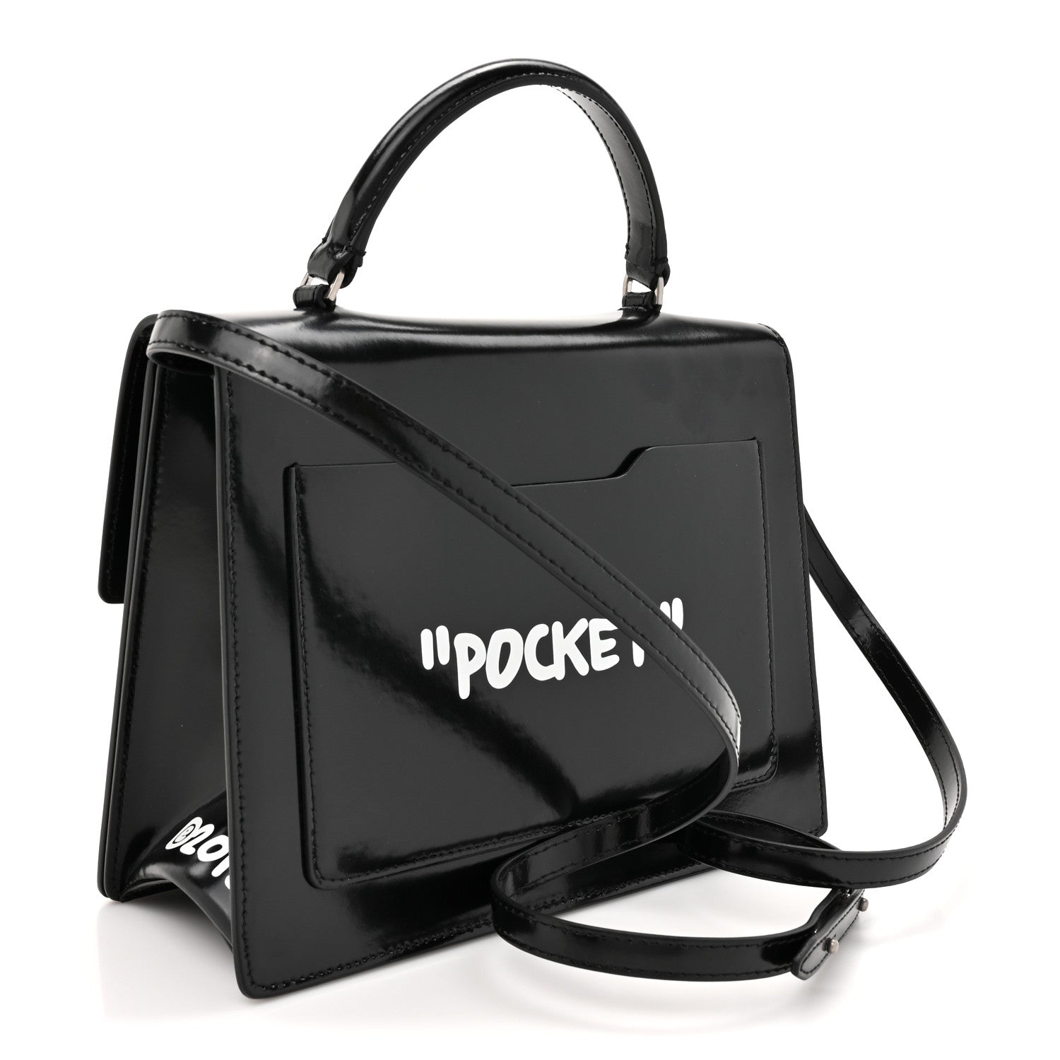 Off-White Calfskin Jitney 2.8 Not For Sale Top Handle Bag Black White 3 of 10