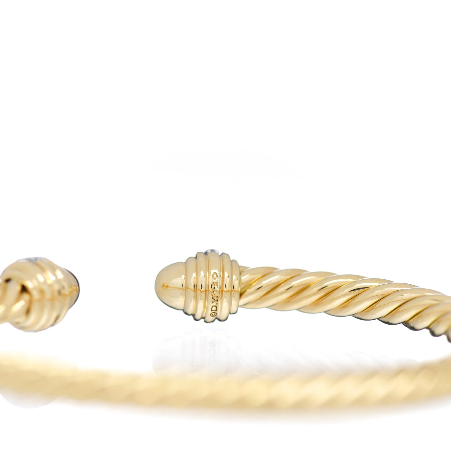 18K Yellow Gold Diamond 5mm Cable Classics Dome Bracelet