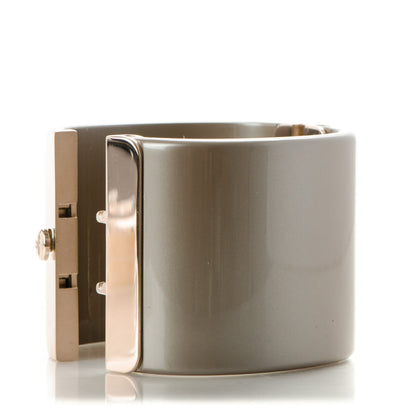 Chanel Resin CC Cuff Gold Pearly White 3 of 4