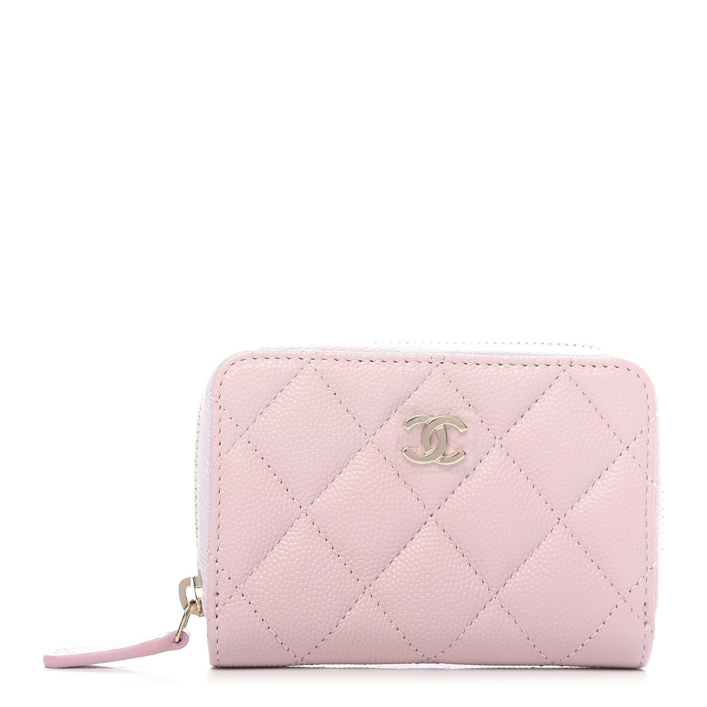 Caviar Quilted Zip Coin Purse Light Pink