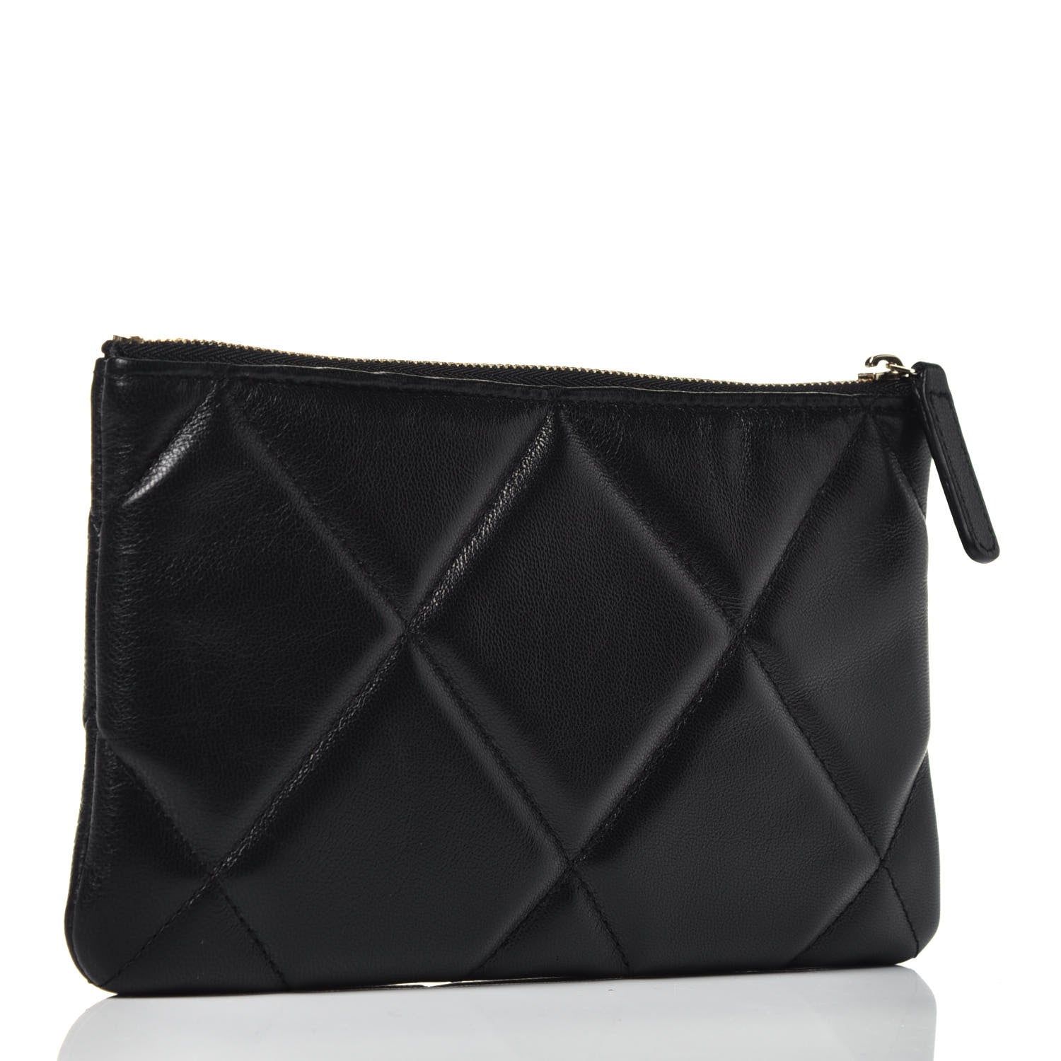 Chanel Shiny Goatskin Quilted Small Chanel 19 Pouch Black 3 of 7