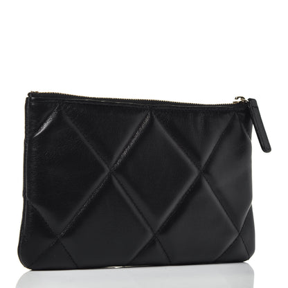 Chanel Shiny Goatskin Quilted Small Chanel 19 Pouch Black 3 of 7
