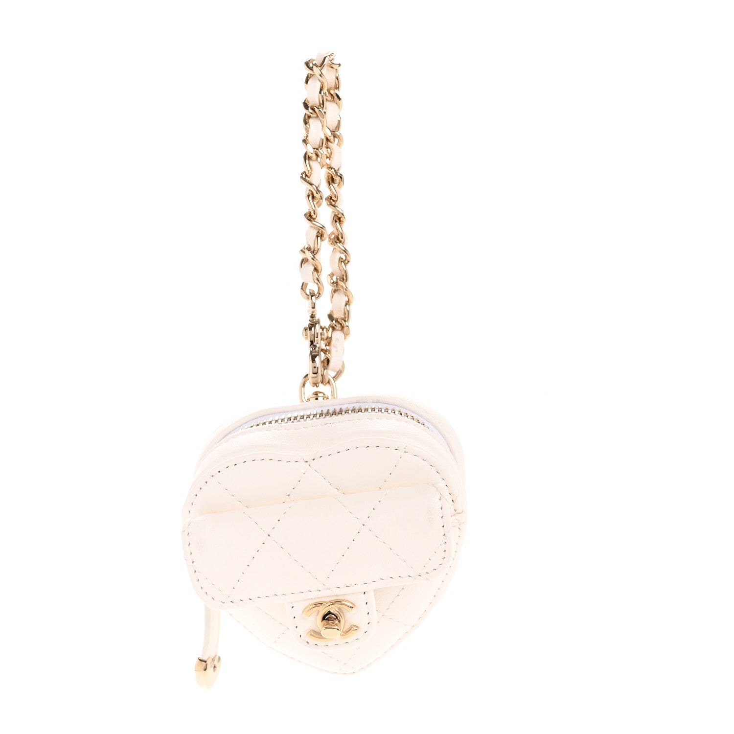 Chanel Lambskin Quilted CC Mini In Love Heart Bag Charm White 1 of 6