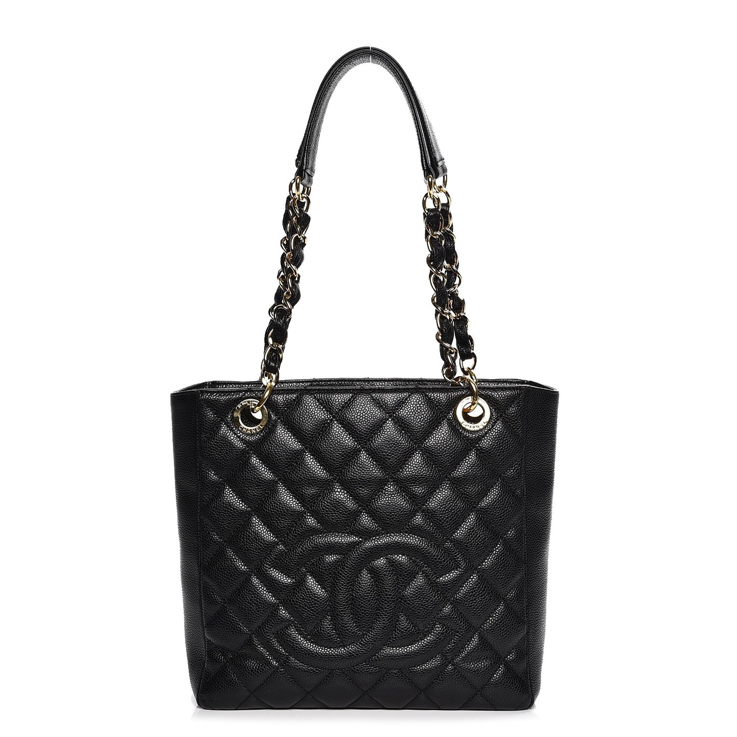 Caviar Quilted Petit Shopping Tote PST Black