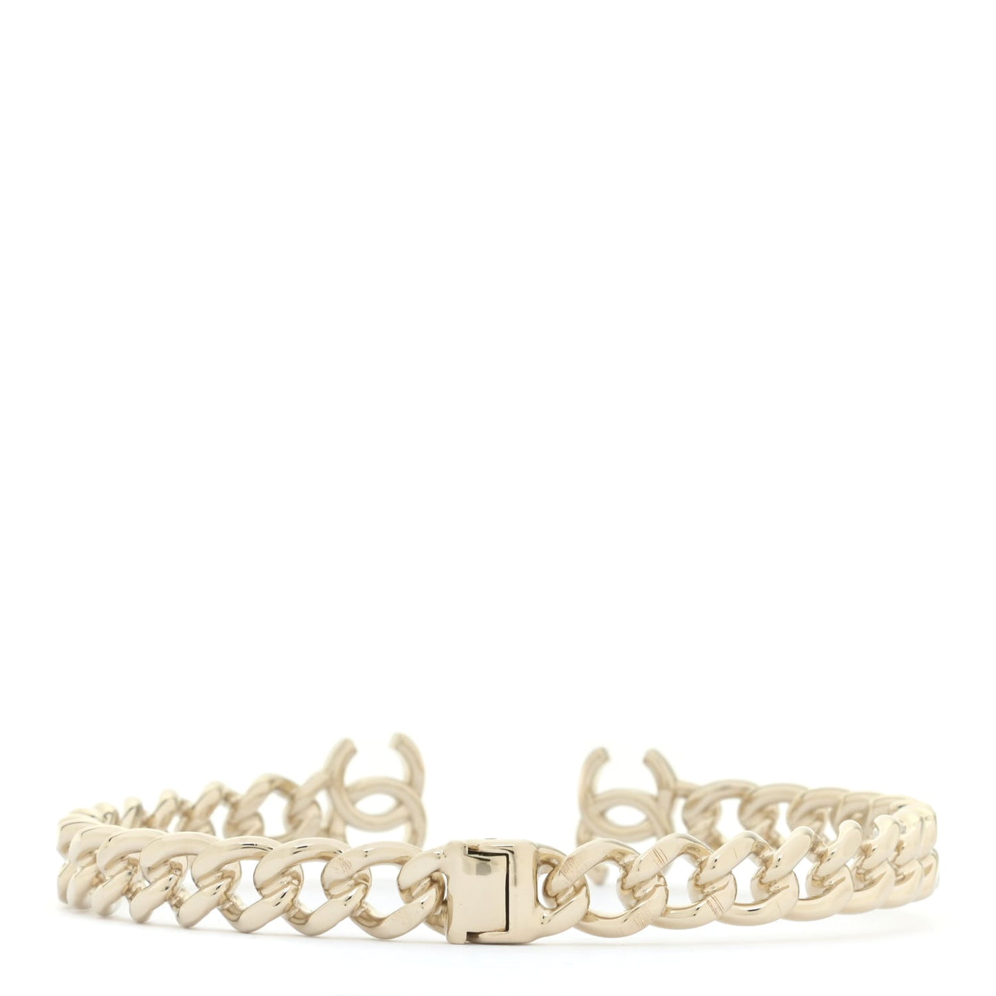 Metal CC Chain Link Choker Necklace M Gold