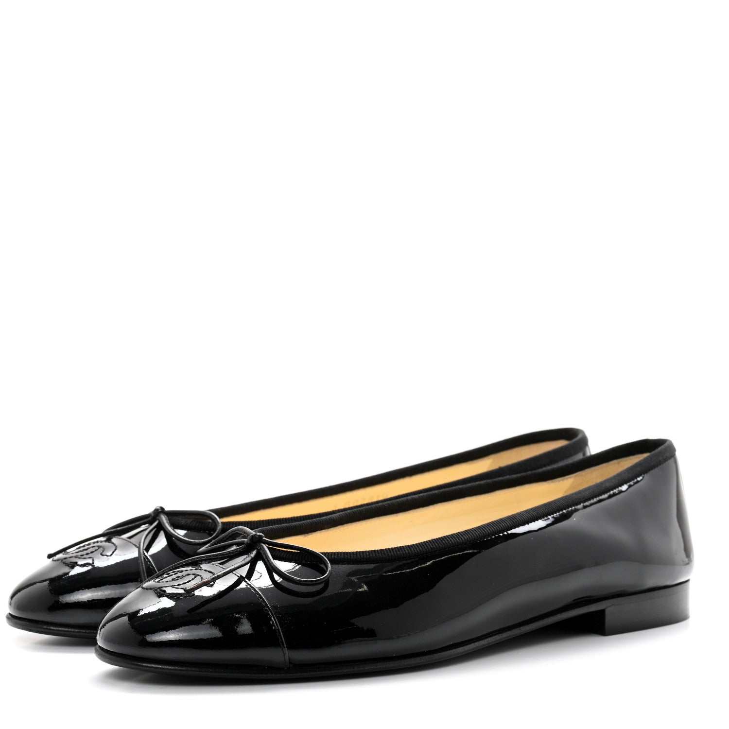 Chanel Patent CC Cap Toe Ballerina Flats 37.5 Black 3 of 9
