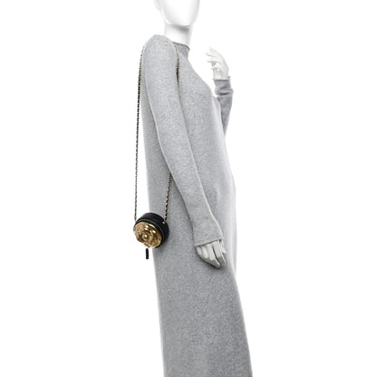 Chanel Metallic Lambskin Quilted Camelia Clutch Gold Black 2 of 10