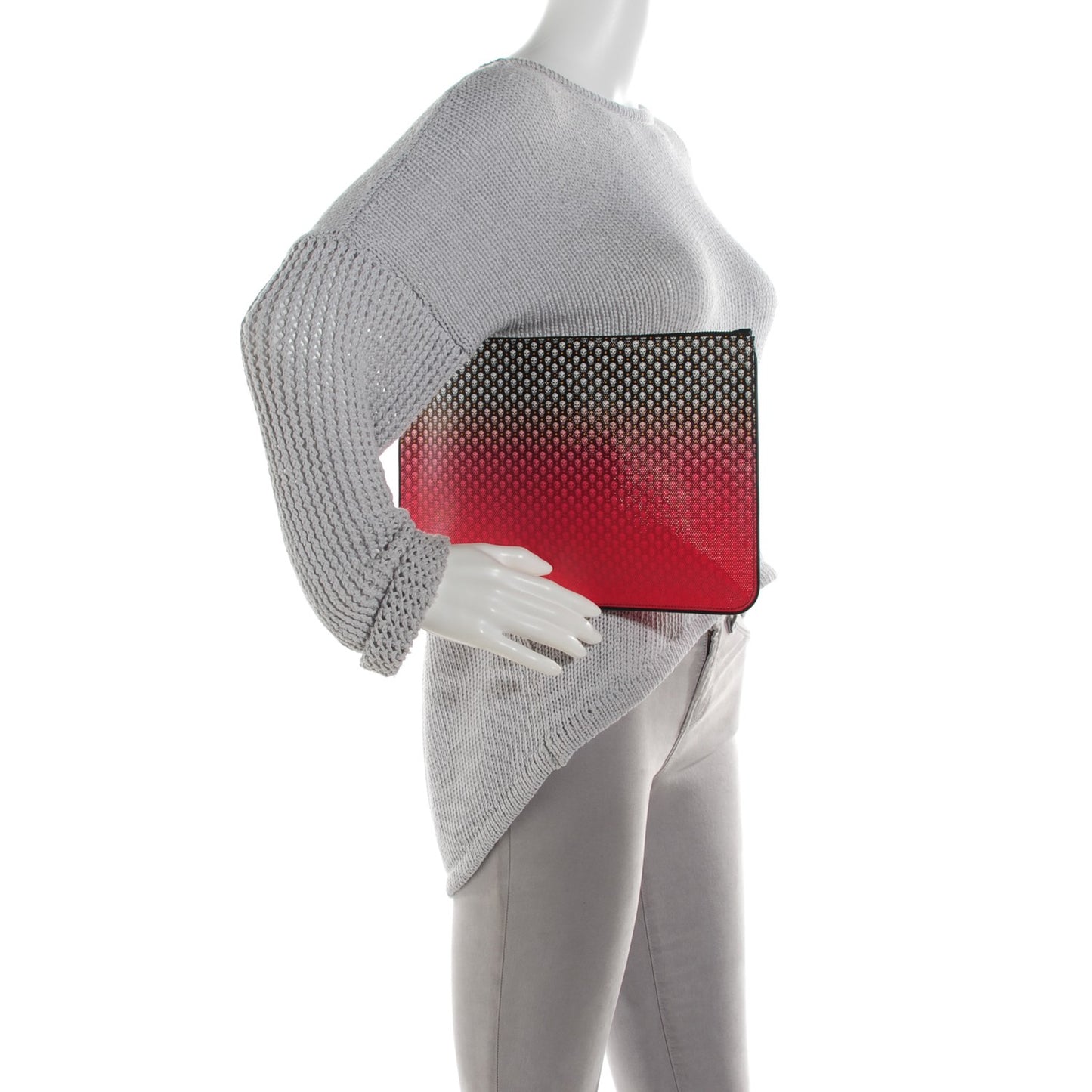 Coated Canvas Degrade Skull Zipped Pouch Red
