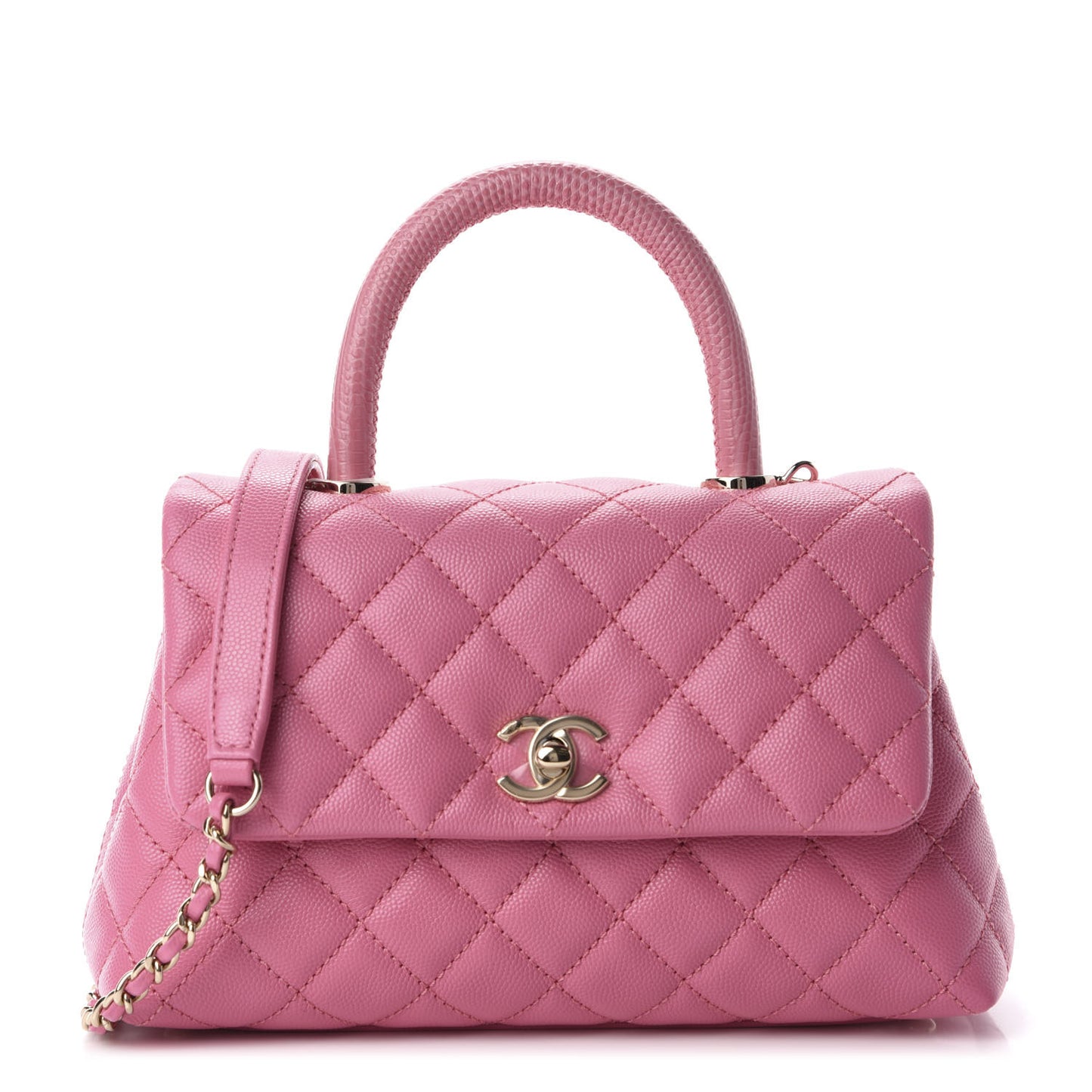 Caviar Quilted Mini Coco Handle Flap Pink