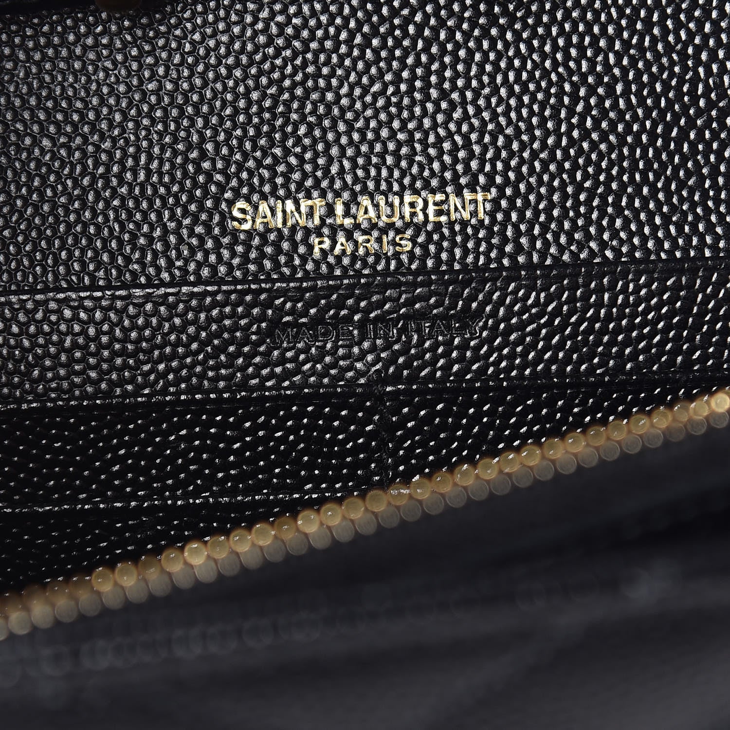 Saint Laurent Grain De Poudre Matelasse Chevron Monogram Chain Wallet Black 9 of 12