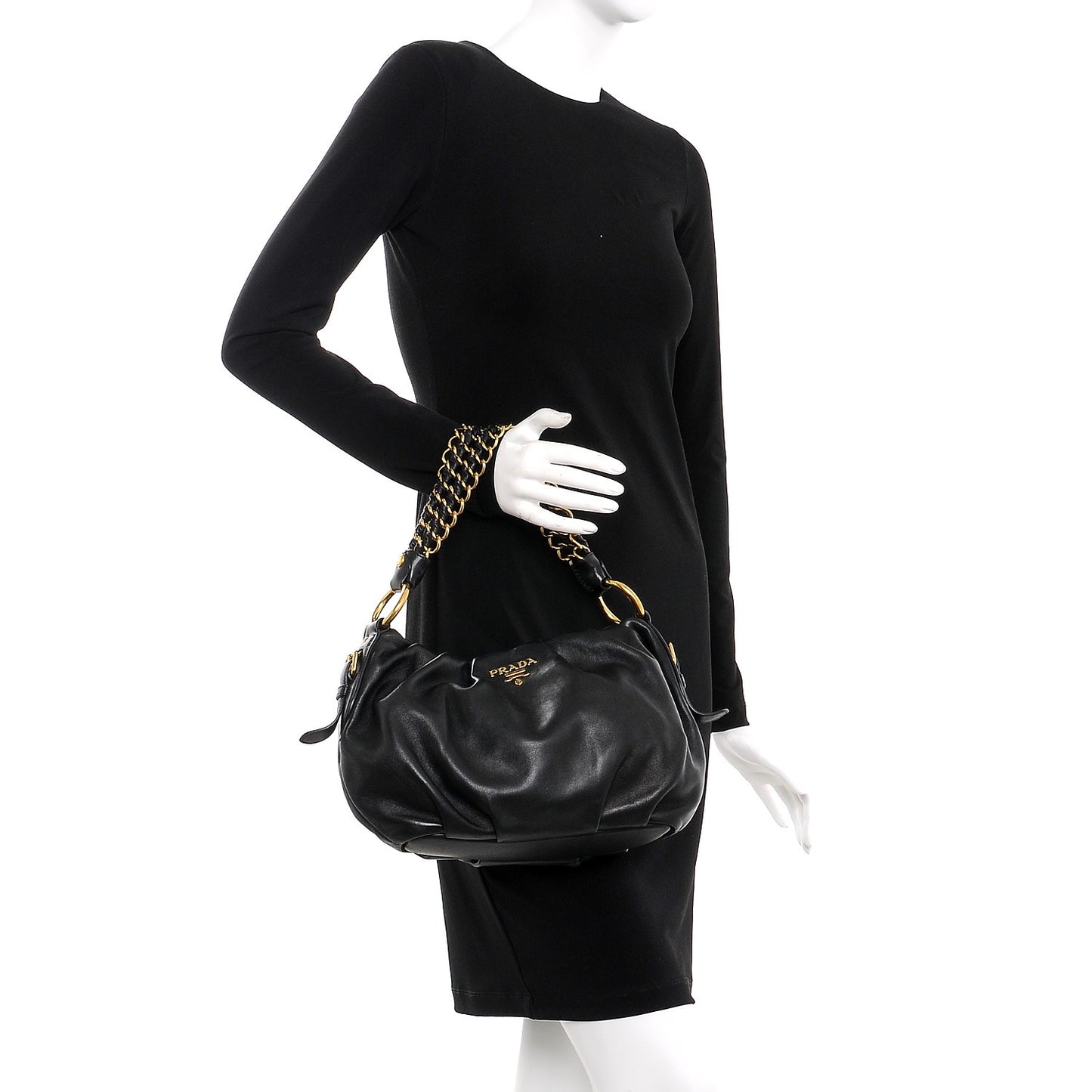 Soft Calf Pleated Hobo Black