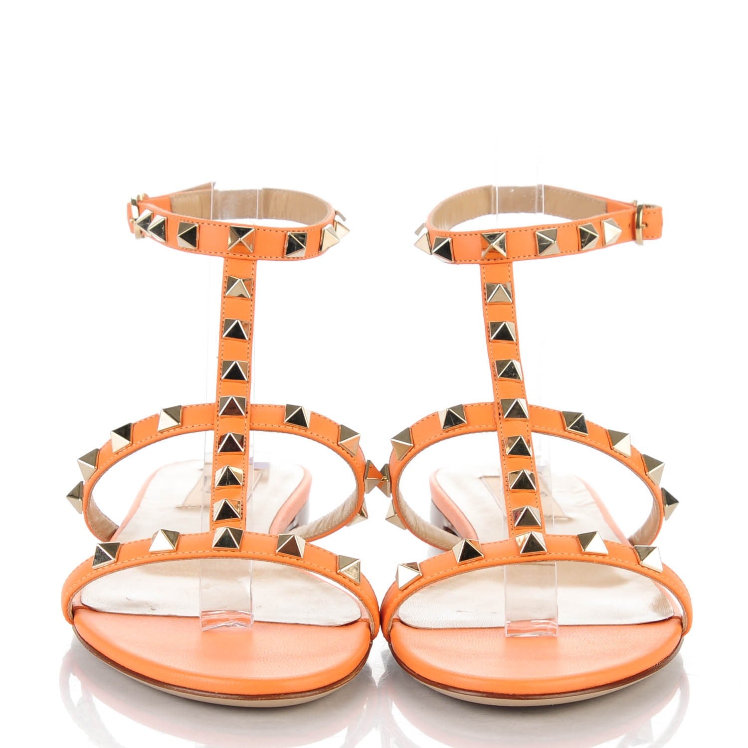 Valentino Garavani Nappa Rockstud Ankle Strap Flat Sandals 37 Melon Sorbet 2 of 7