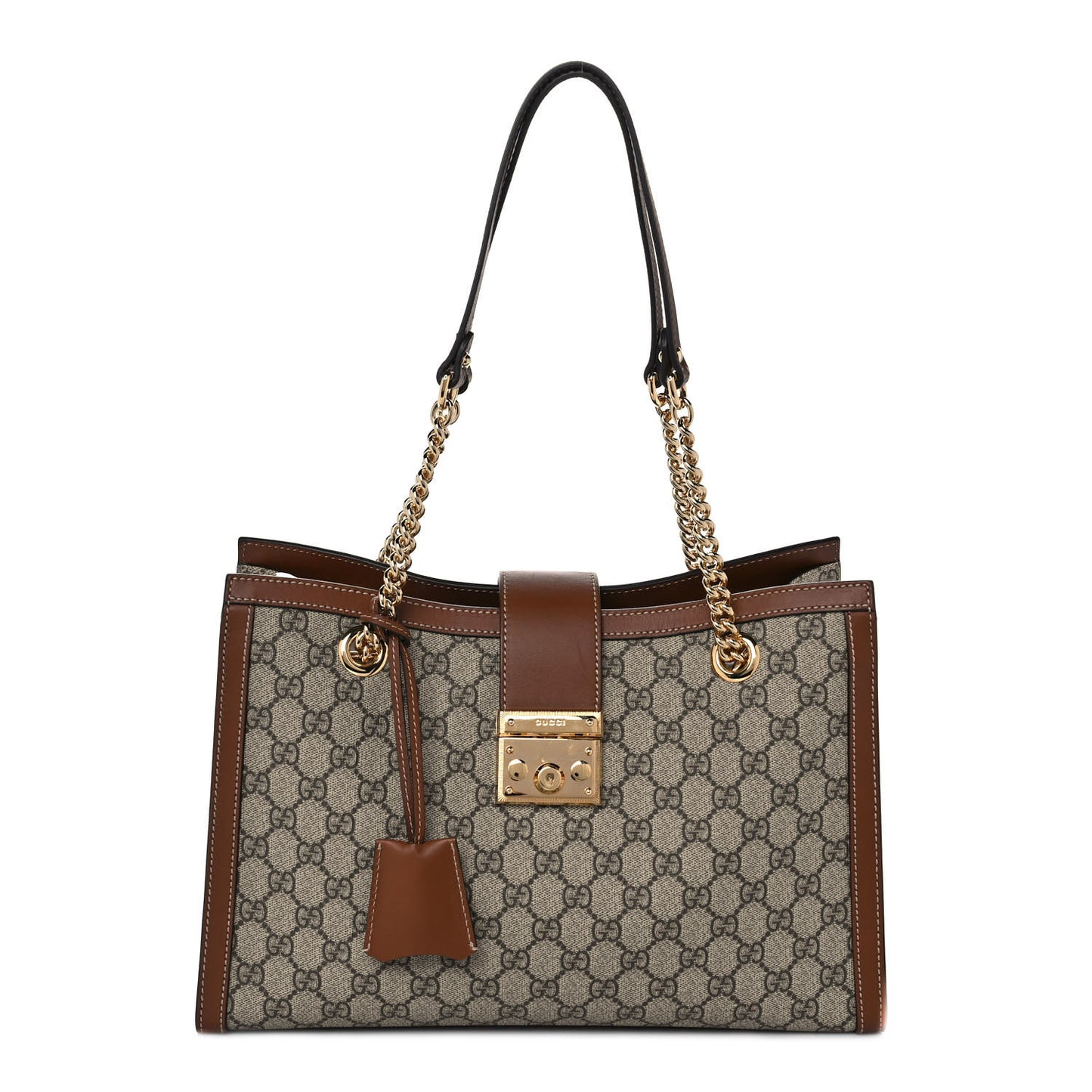 GG Supreme Monogram Medium Padlock Tote Beige Cuir
