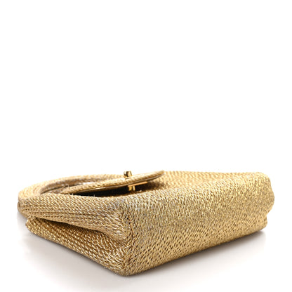 Chanel Metallic Woven Raffia Small Kelly Flap Bag Gold 4 of 11
