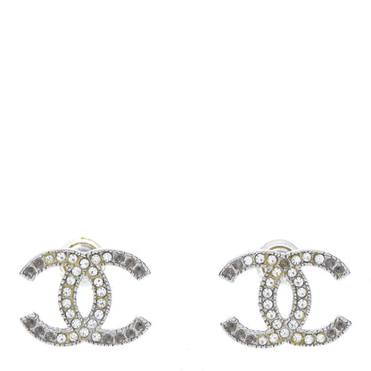 Chanel Crystal CC Earrings Silver 1 of 8
