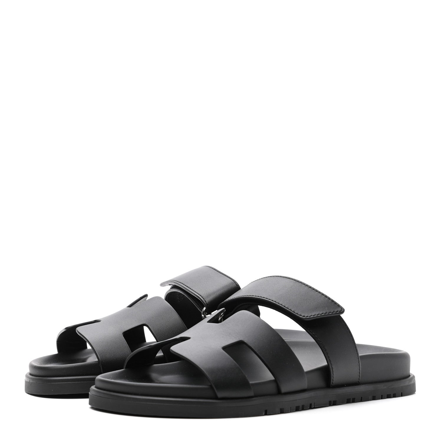 Hermes Calfskin Womens Chypre Sandals 37 Black 3 of 9
