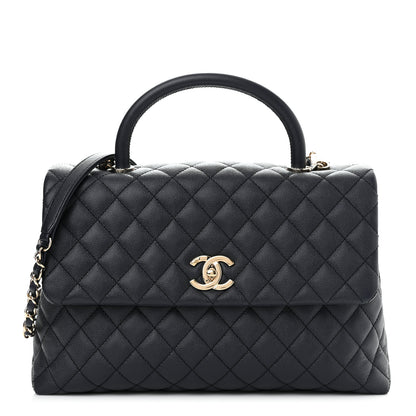 Chanel Caviar Quilted Medium Coco Handle Flap Navy Blue 1 of 10