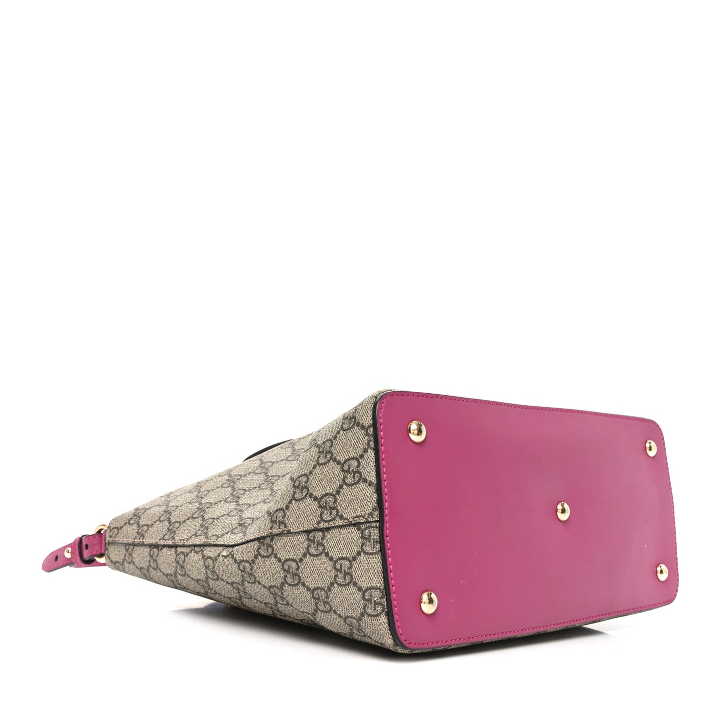 GG Supreme Monogram Linea A Foldover Tote Beige Hibiscus Red New Rosette