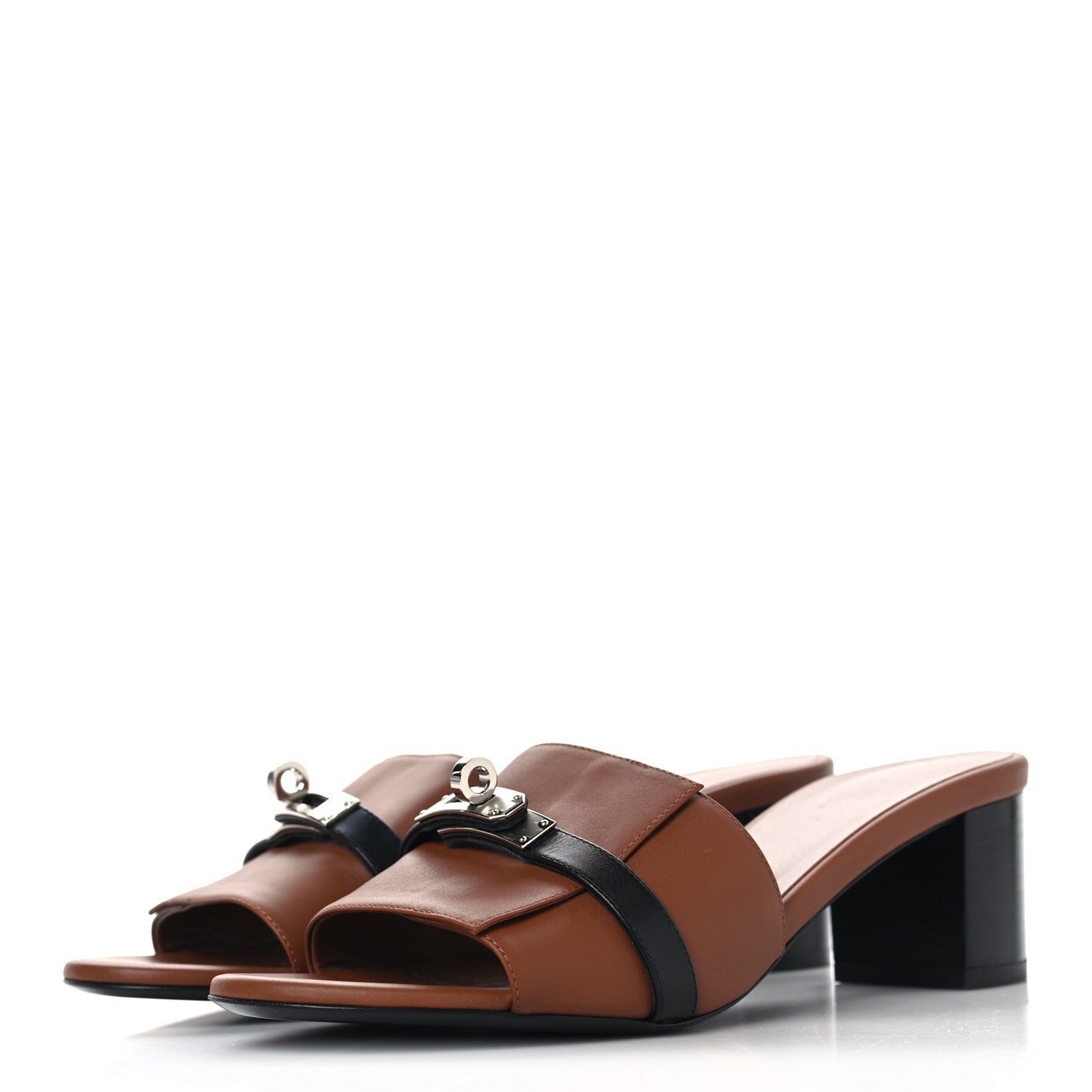 Hermes Calfskin Gigi 50 Sandals 40 Gold Black 4 of 9