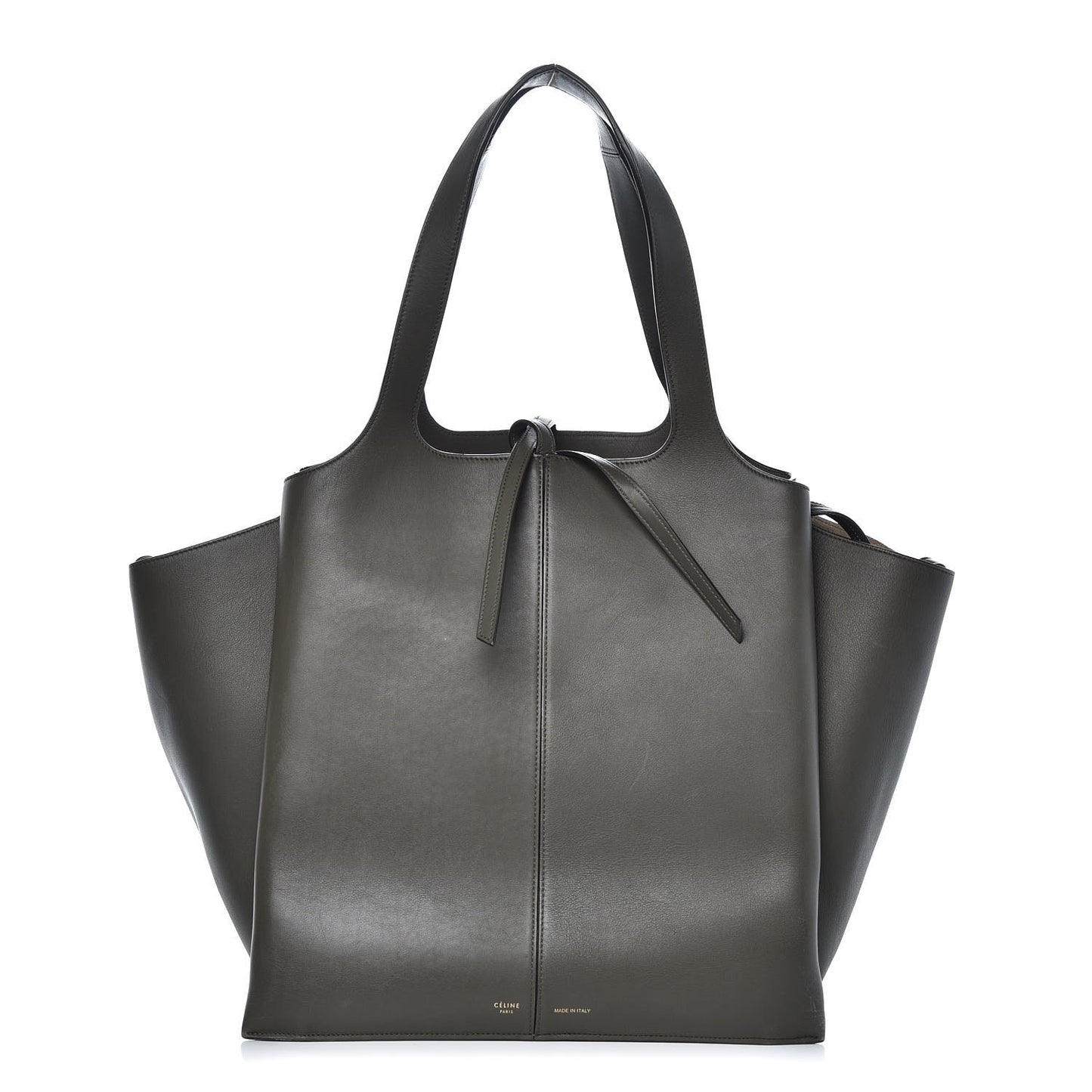 Supple Natural Calfskin Vertical Tri-Fold Bag Stone