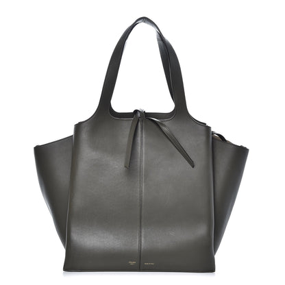 Celine Supple Natural Calfskin Vertical Tri-Fold Bag Stone 1 of 13