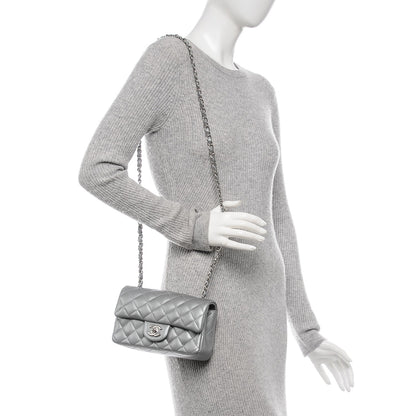 Chanel Metallic Lambskin Quilted Mini Rectangular Flap Silver 2 of 7