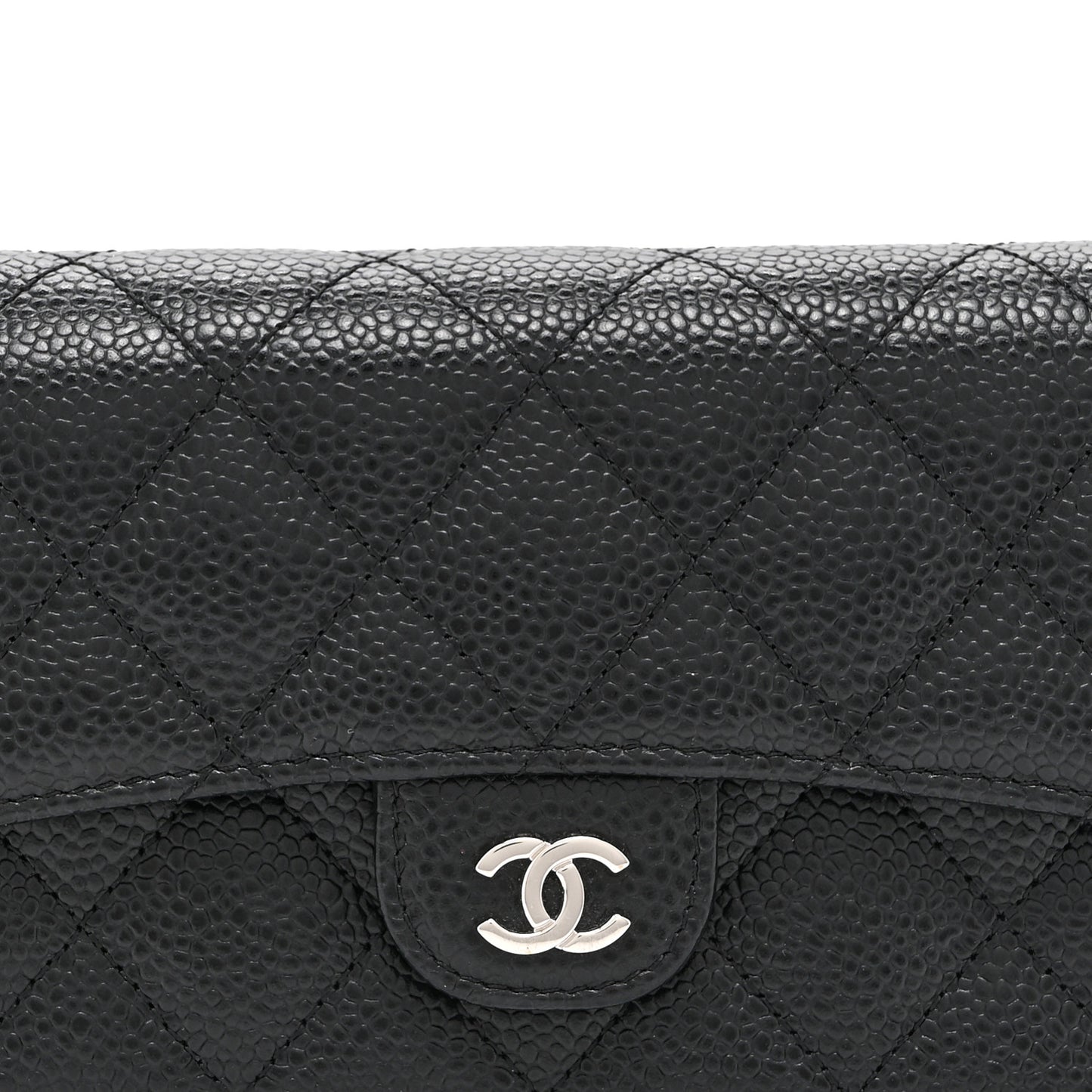 Caviar Quilted Medium Flap Wallet Black