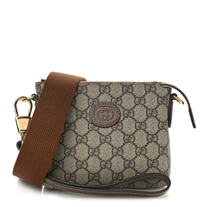 Gucci GG Supreme Monogram Azalea Calfskin Small Retro Interlocking G Wristlet Messenger Bag Beige Ebony Brown Sugar 1 of 8