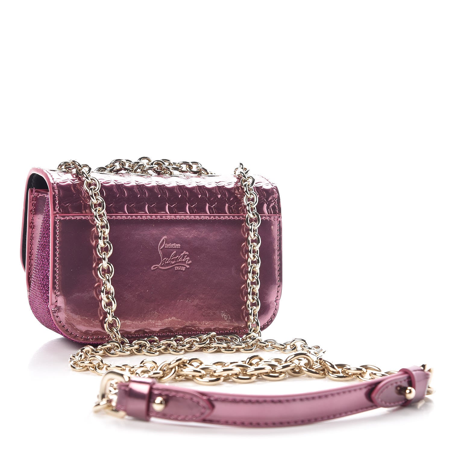 Christian Louboutin Specchio Patent Embossed Spikes Sweety Charity NV Crossbody Bag Cassis 3 of 6