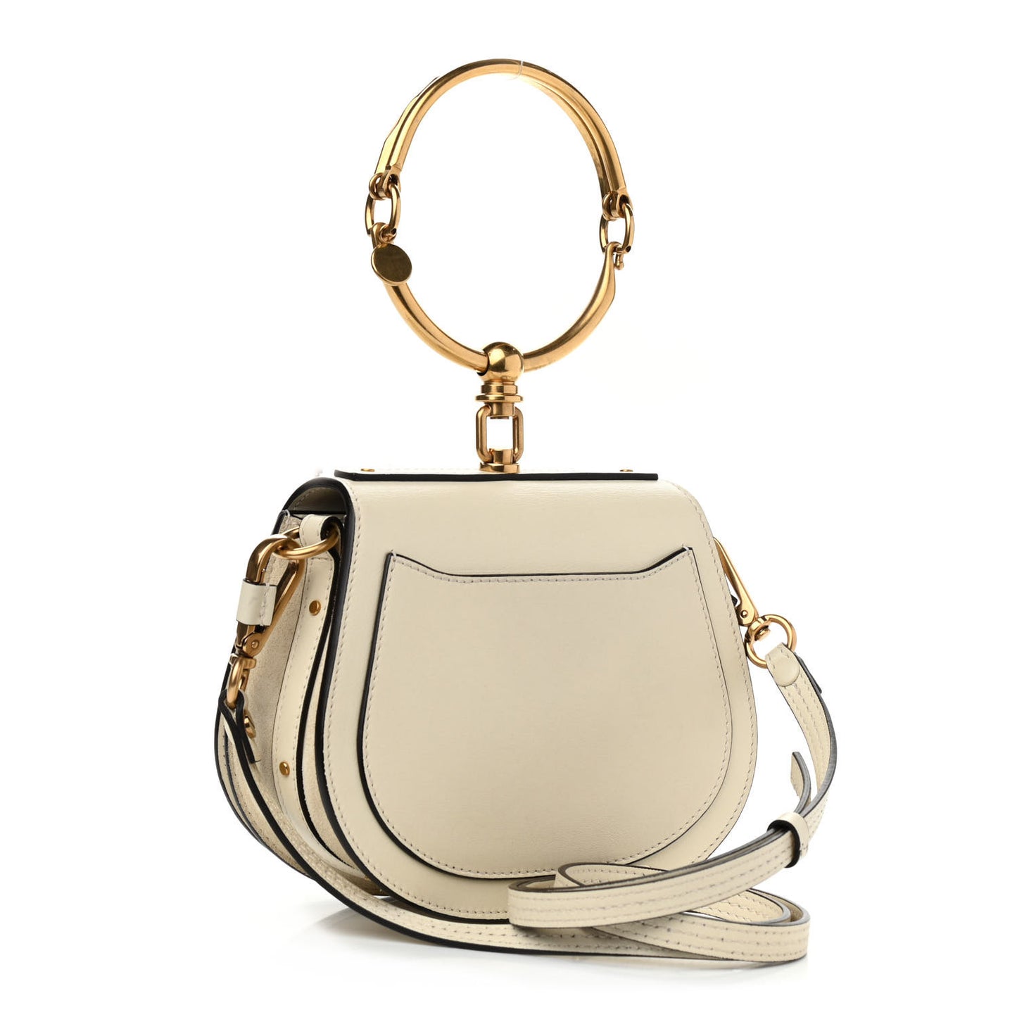 Calfskin Suede Small Nile Bracelet Bag Off White