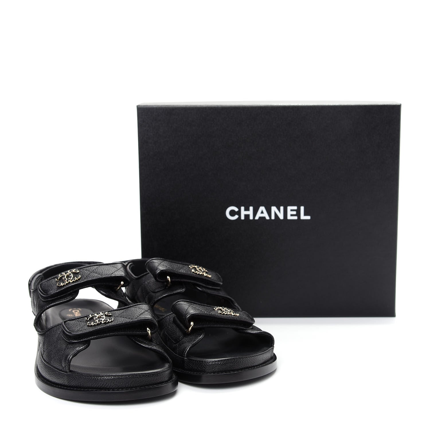 Chanel Grained Calfskin Velcro Dad Sandals 39.5 Black 11 of 11