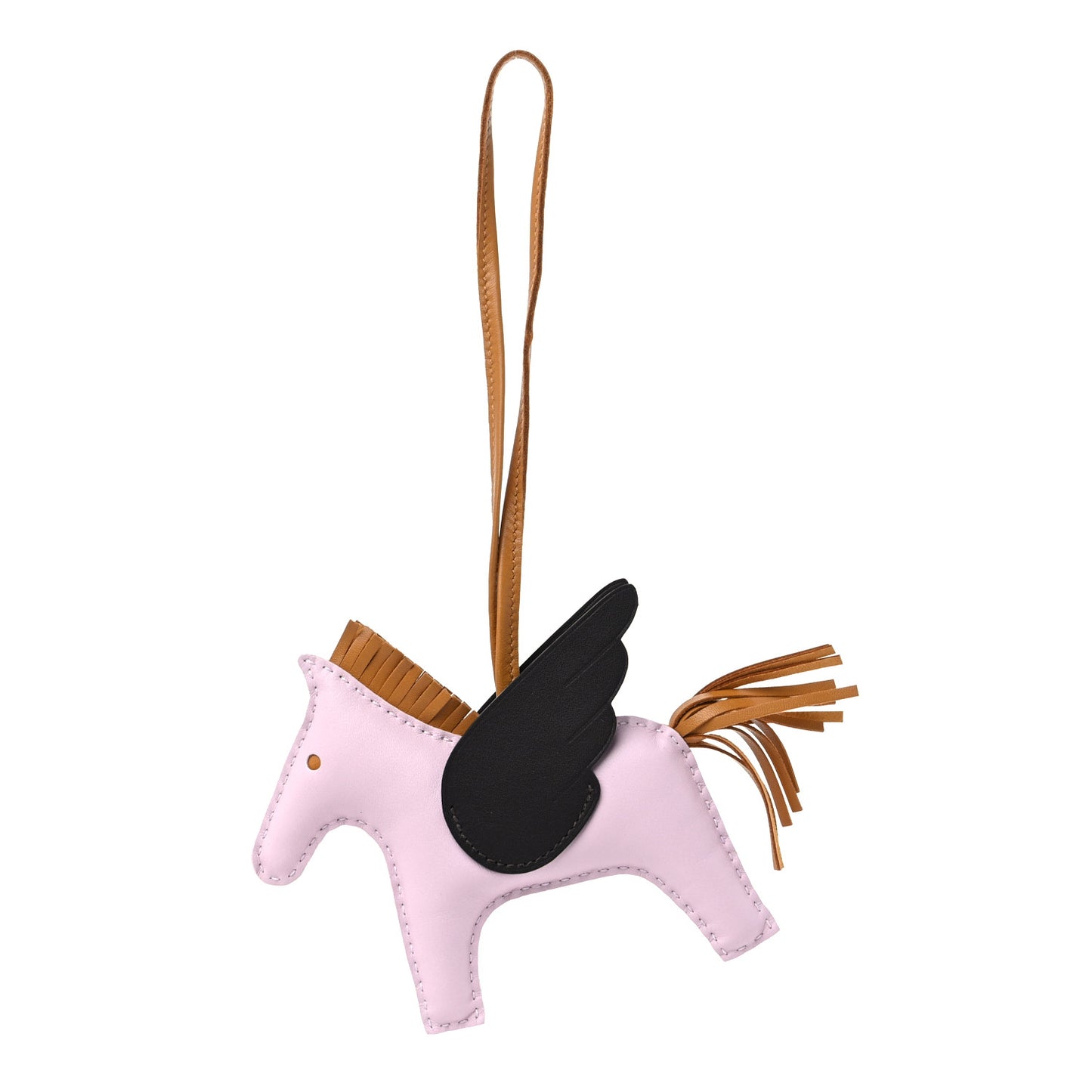 Milo Lambskin Grigri Rodeo Pegase Horse Bag Charm GM Mauve Pale Sesame Ebene